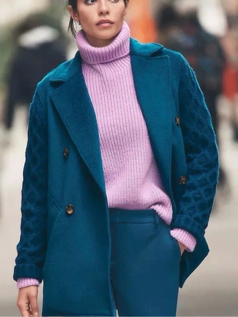 Ann Taylor Mixed Media Cable Coatigan Sweater Jacket